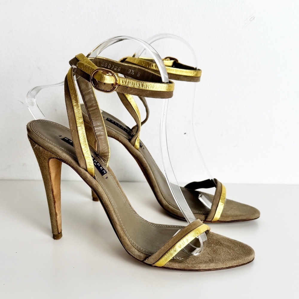 Ralph Lauren Purple Label Gold and Tan Heels